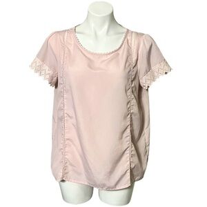 Lauren Conrad Runway Lace Trim Blouse Size Large Blush